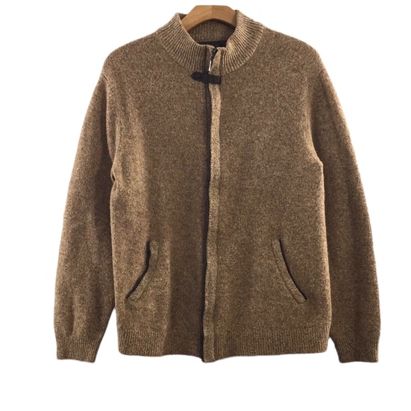Tasso Elba Other - Tasso Elba Tan Knit 100% Lambswool Sweater Mens Large Zip Up
